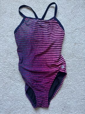 TYR Women’s' Navy, Pink & Purple Striped One-Piece Swimsuit - NWOT Never Worn
